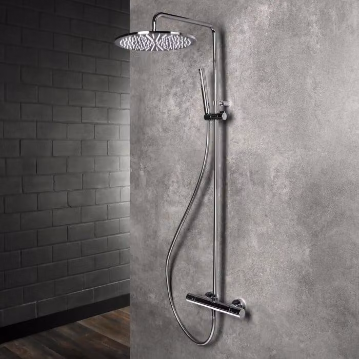 Colonna doccia Herzbach LIVING SPA con soffione a pioggia di 30 cm di diametro, circolare, e doccetta manuale