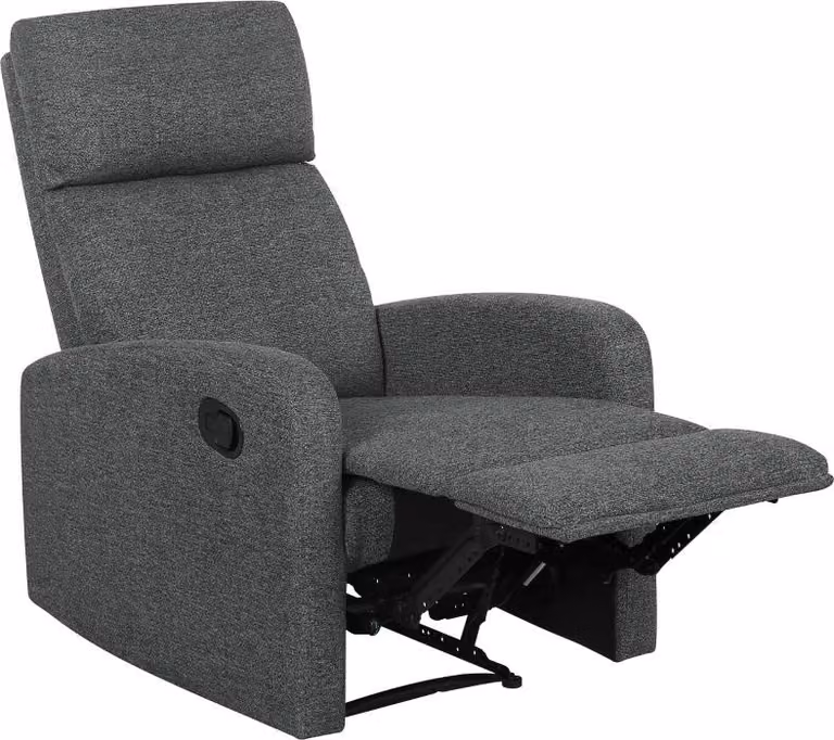Poltrona Moonbite con schienale reclinabile fino a 145° in modo indipendente, imbottitura extra-spessa, rivestimento in chenille, poltrona TV con poggiapiedi, realizzata in poliestere, colore grigio scuro