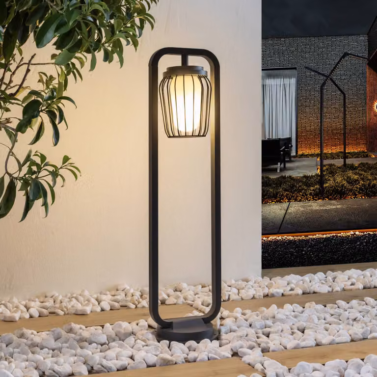 Lampioncino da giardino Chandan Lucande, dimmerabile, Nero, Alluminio, Moderno, Lampada da esterni