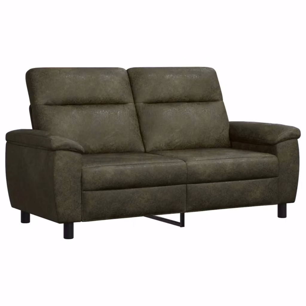 Divano moderno vidaXL in ecopelle verde e nero con struttura in metallo, L: 178 cm, P: 90 cm, H: 95 cm – 2