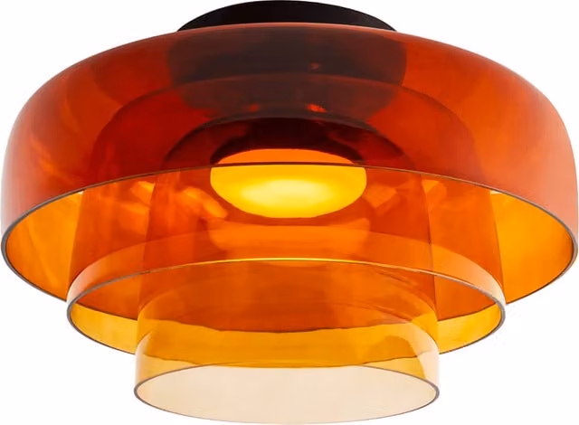 Plafoniera LedsC4 Levels 3 in vetro marrone e nero, dimmabile, forma rotonda