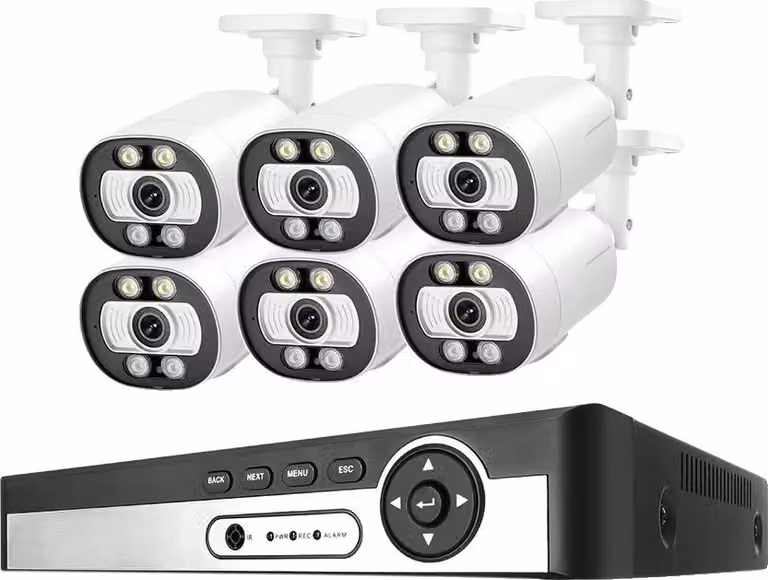 Sistema di telecamere a circuito chiuso, canale, risoluzione 5MP, rilevamento facciale AI, 8CH NVR 6 telecamere, 3T（sport all'aperto）