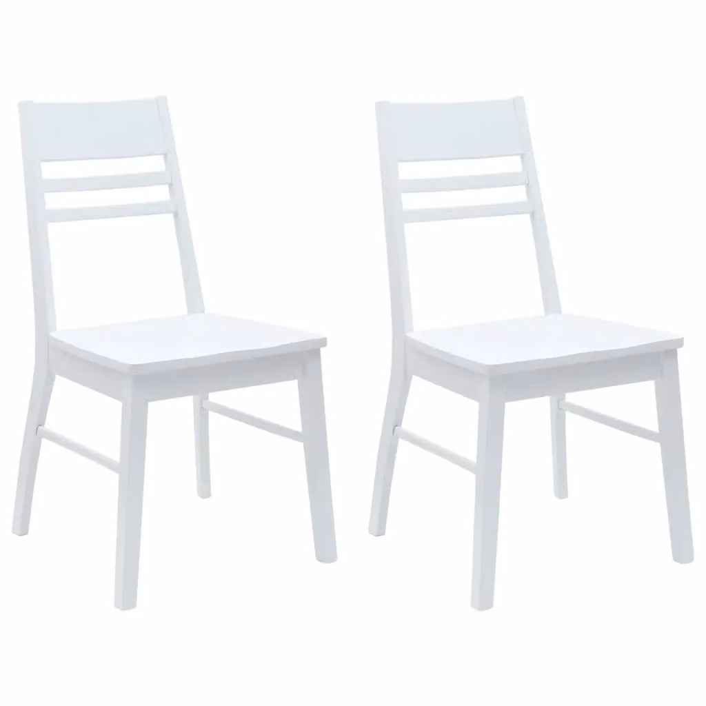 Set di 2 sedie da pranzo vidaXL in legno di gomma bianco L/P/H: 43 x 54 x 89 cm – 2