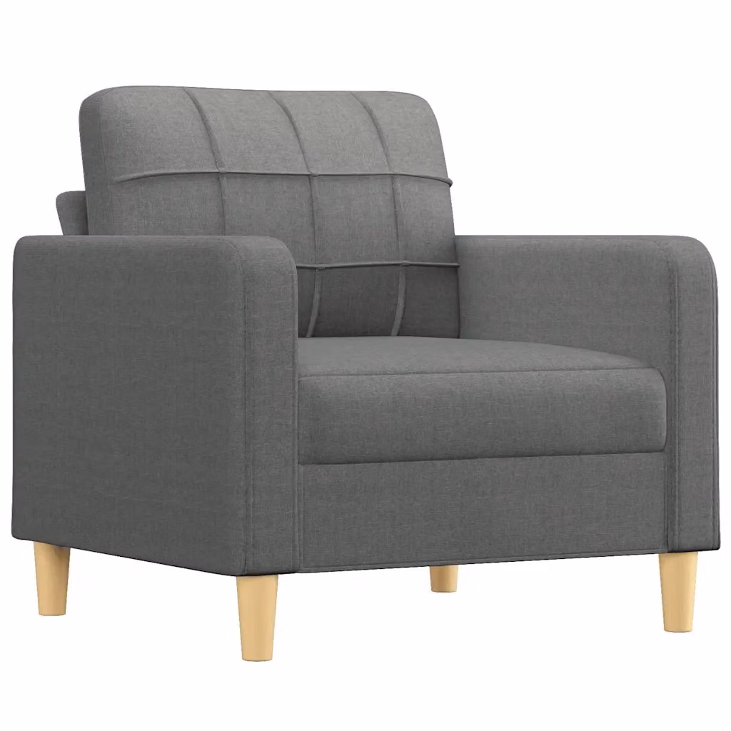 Poltroncina moderna in tessuto grigio con struttura in metallo e braccioli 860648 – 2