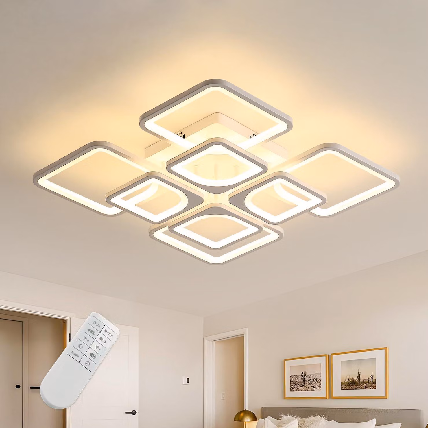 Lampada a LED da soffitto, design elegante, dimmerabile, 80W, ideale per il soggiorno, con controllo tramite telecomando e app
