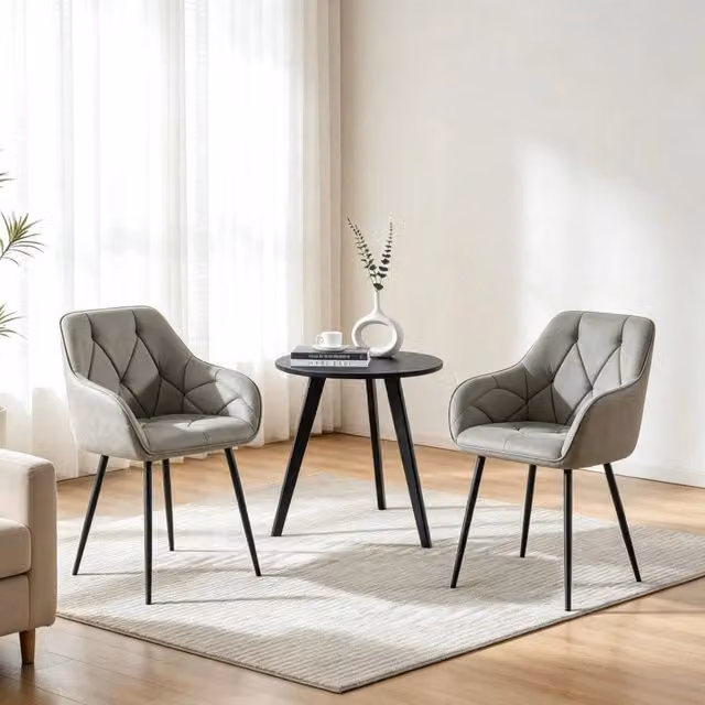 Set di 2 sedie da pranzo imbottite in ecopelle con struttura in metallo, seduta ergonomica 45,5x45x83,5 cm