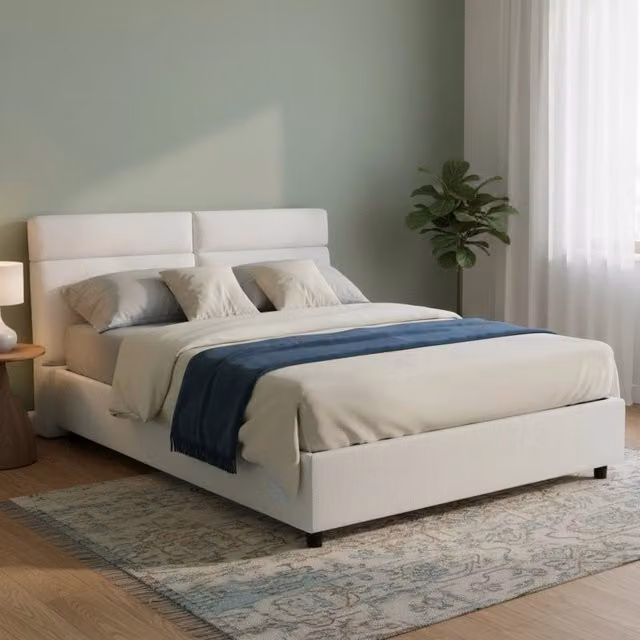 Letto Matrimoniale Alcatron DMORA con Contenitore a Alzata, Bianco e Nero, L/P: 160 x 200 cm – 1