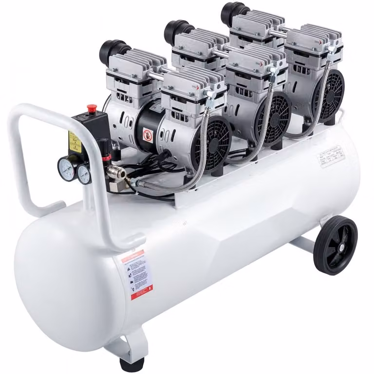 Compressore Whisper Compressore d'aria senza olio 22 Gallon 100L - Aria compressa silenziosa - Riparazioni domestiche, pulizia del riscaldamento a pavimento - Verniciatura della lamiera, pistola ad aria compressa in acciaio, odontoiatria ecc.