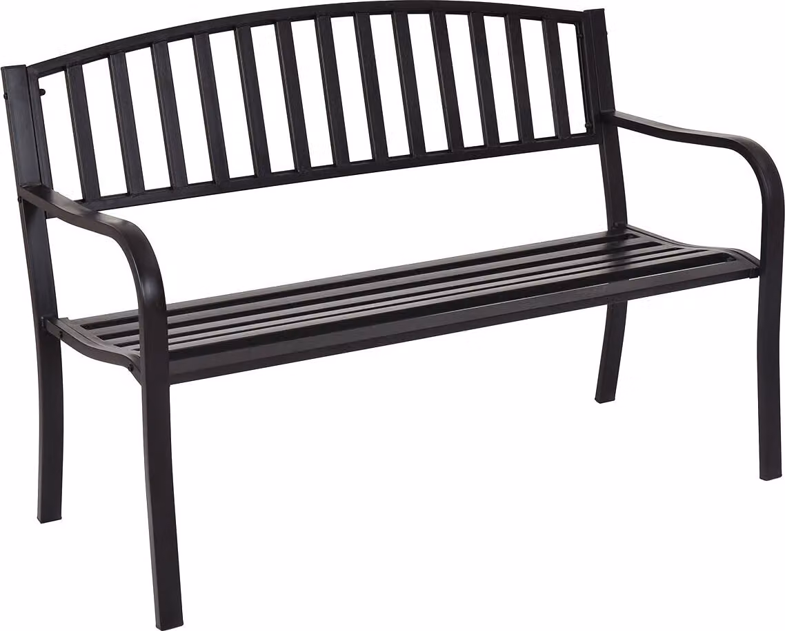 Panchina da giardino COSTWAY con schienale, panchina a 3 posti, panca in metallo caricabile fino a 280 kg, panca da riposo 127 x 60 x 87 cm