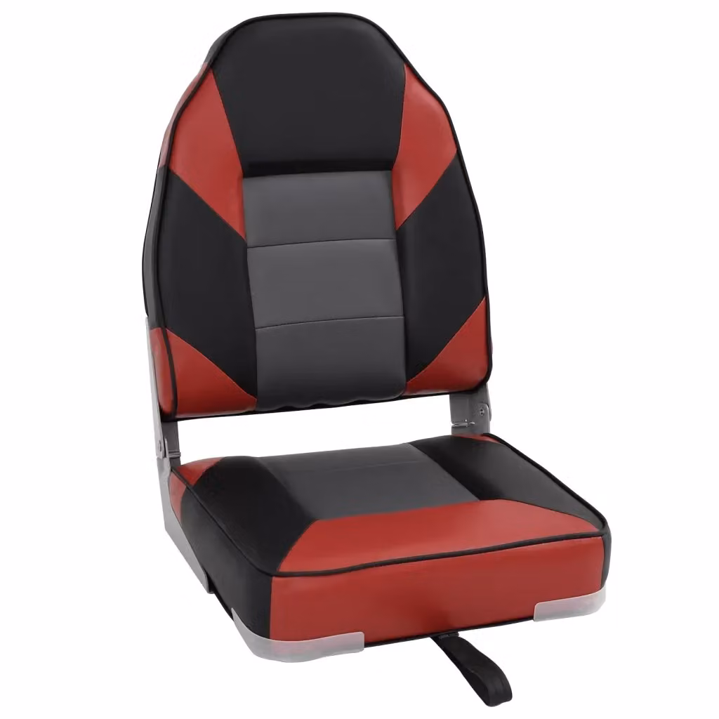 Set di 2 sedili pieghevoli per barca vidaXL con schienale alto in ecopelle e struttura in alluminio verniciato, L: 39 cm, P: 43 cm, H: 58 cm – 2
