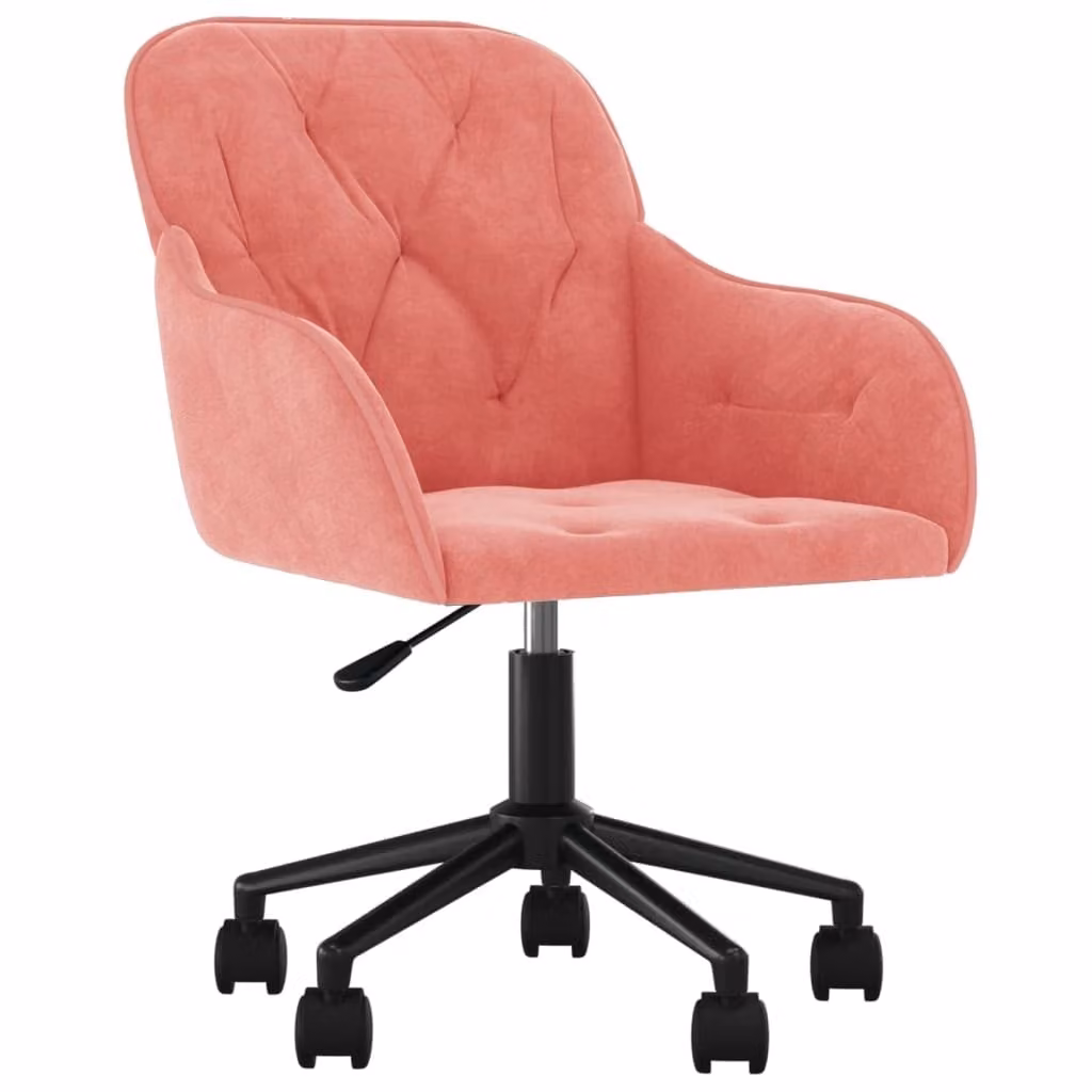 Sedia Girevole da Ufficio Rosa in Velluto
