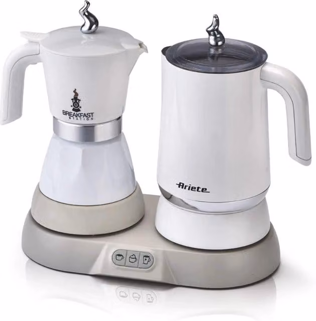 Ariete Breakfast Station 5 in 1: Moka Elettrica, Bollitore e Montalatte, Bianco