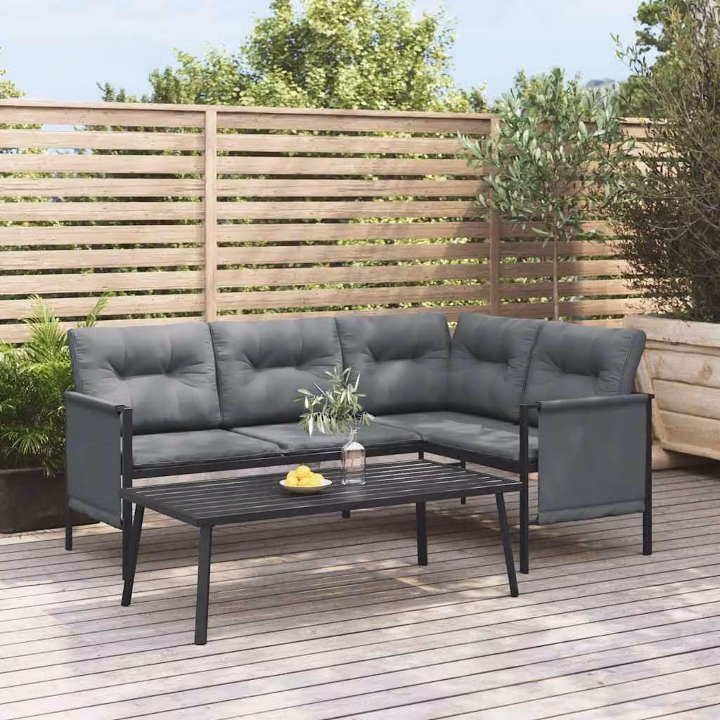 vidaXL Tavolino da Giardino Moderno in Acciaio Antracite L/P/H: 110 x 55 x 35 cm