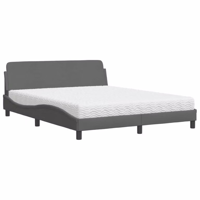 Letto con Materasso Dover Grigio Scuro 160x200 cm Tessuto