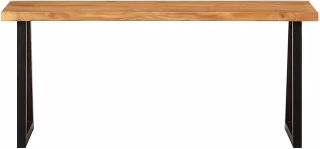 Panca in legno massello di acacia con bordi vivi e struttura in metallo stile industrial, colore marrone, L: 105 cm, P: 45 cm, H: 45 cm