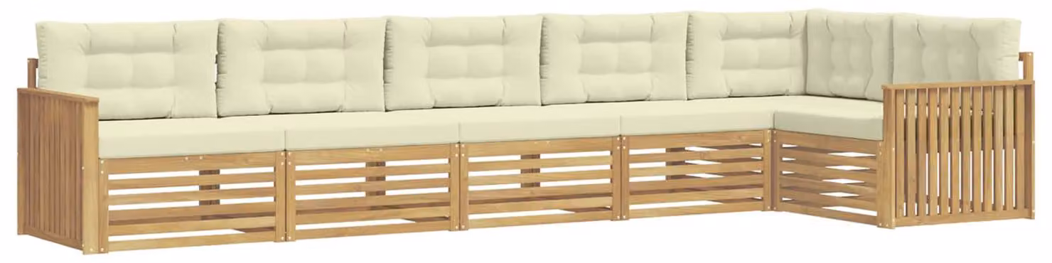 Set di divani da esterno, 6 pezzi, bianco e crema
