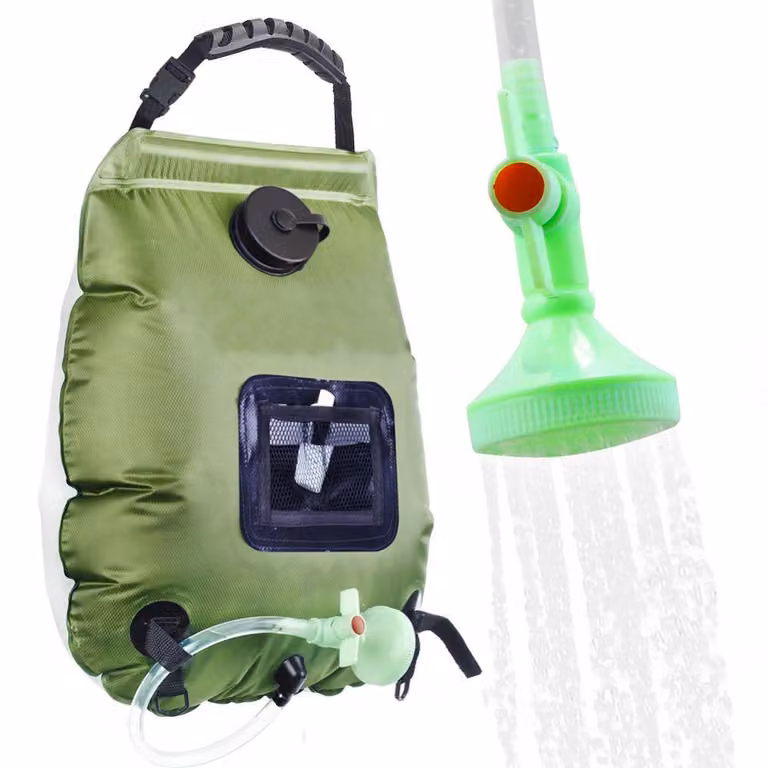 Zimilo 20L Doccia solare da campeggio, sacca doccia da esterno portatile, doccia solare con indicatore di temperatura, sacca solare pieghevole da viaggio, nero