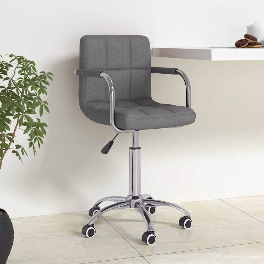 Sedia da ufficio girevole moderna vidaXL in tessuto grigio con braccioli e ruote