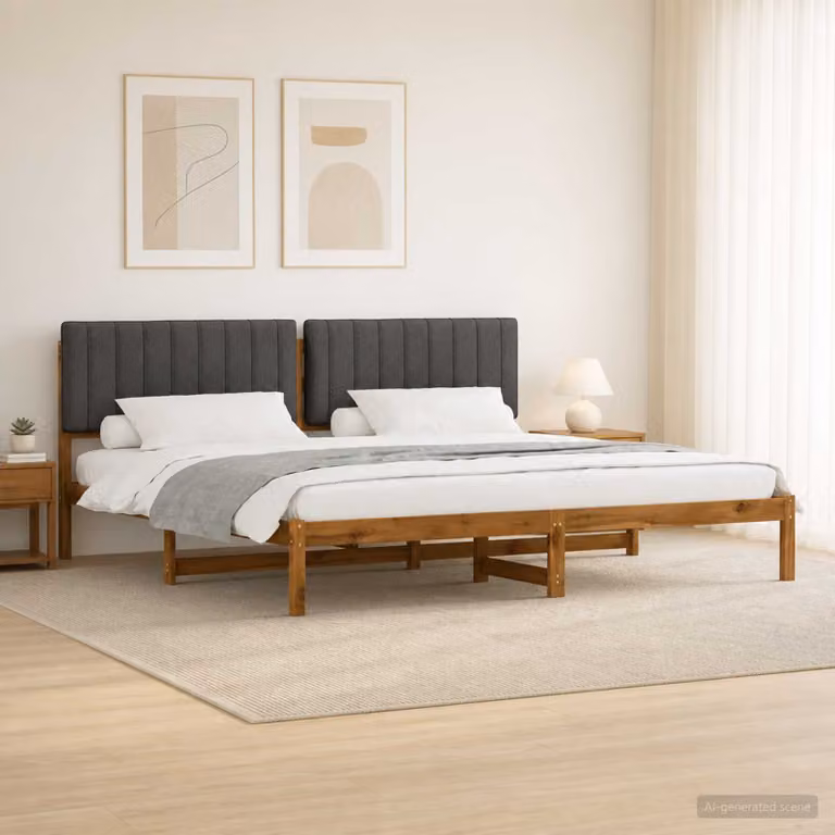 vidaXL Letto con Testiera Rivestita Naturale e Grigio Scuro