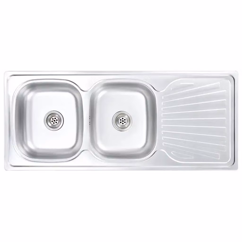 Lavello da cucina doppio con filtro e sifone vidaXL in acciaio inox color argento L/P/H: 120 x 50 x 42,1 cm – 2