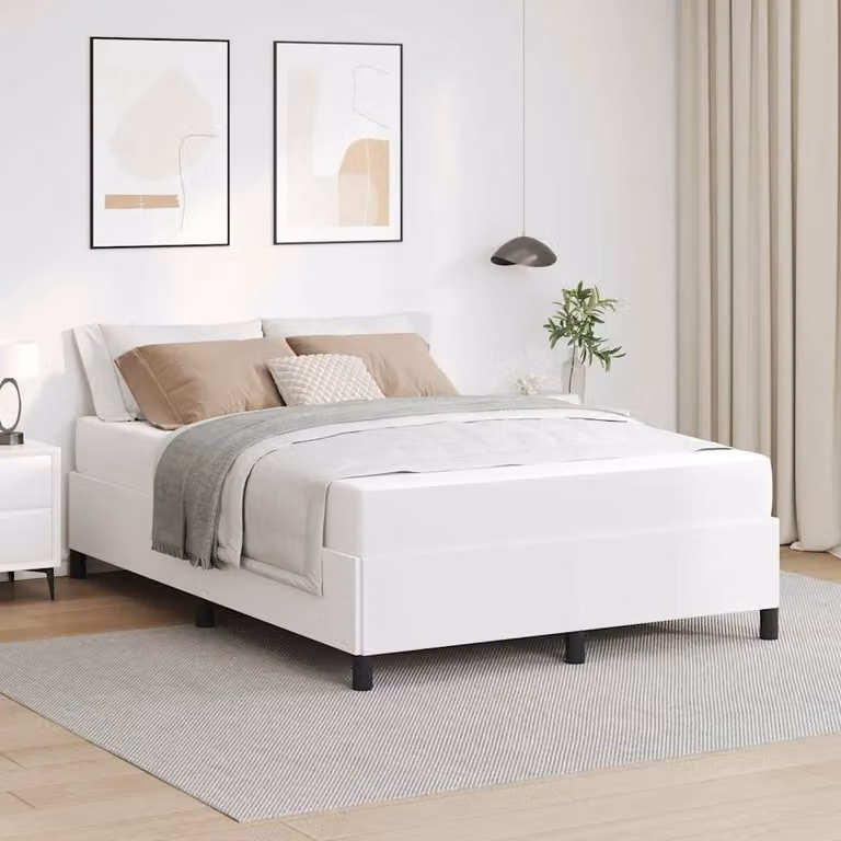 vidaXL Struttura letto con materasso in tessuto bianco L 160 x P 200 cm
