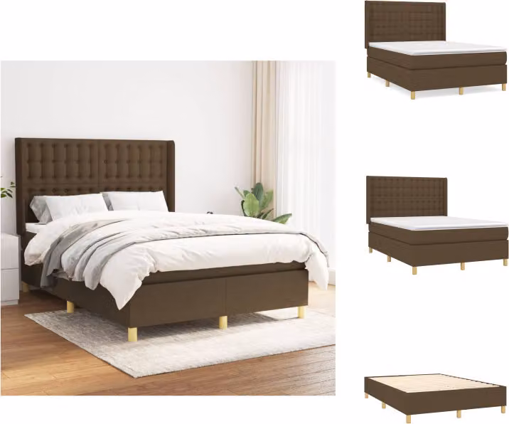 vidaXL Letto a molle con materasso in tessuto marrone scuro 140x190 cm - Letti e strutture letto