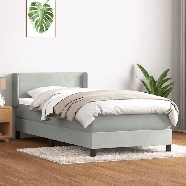 Letto Ibrido con Giroletto a Molle e Materasso in Velluto Grigio Chiaro vidaXL L/P/H: 223 x 83 x 151 cm