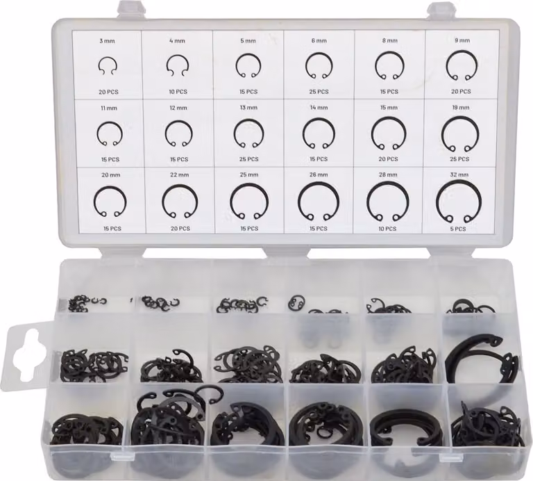 LUXTOM | Anello di sicurezza interno, 3-32 mm, 300 pezzi, set di anelli di sicurezza, assortimento di anelli di sicurezza per E-clip, set di anelli di sicurezza