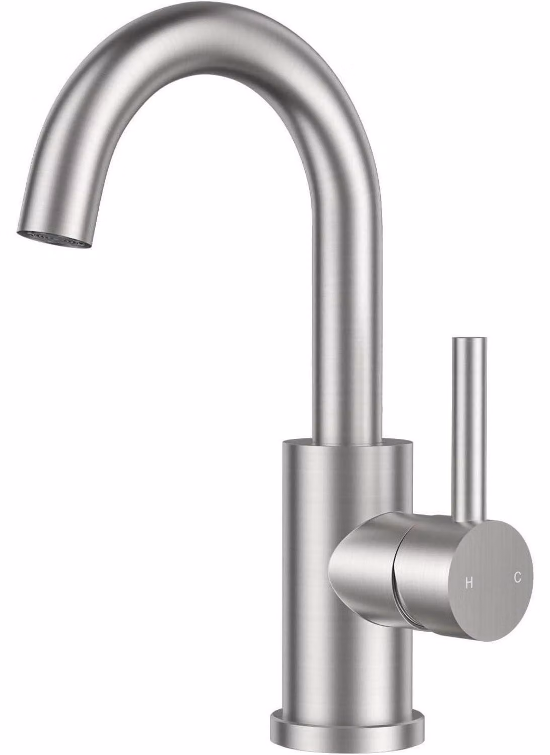 Rubinetto per bagno, modello Hoch, girevole a 360°, in acciaio inossidabile, miscelatore per lavabo con acqua calda e fredda, altezza del beccuccio 175 mm