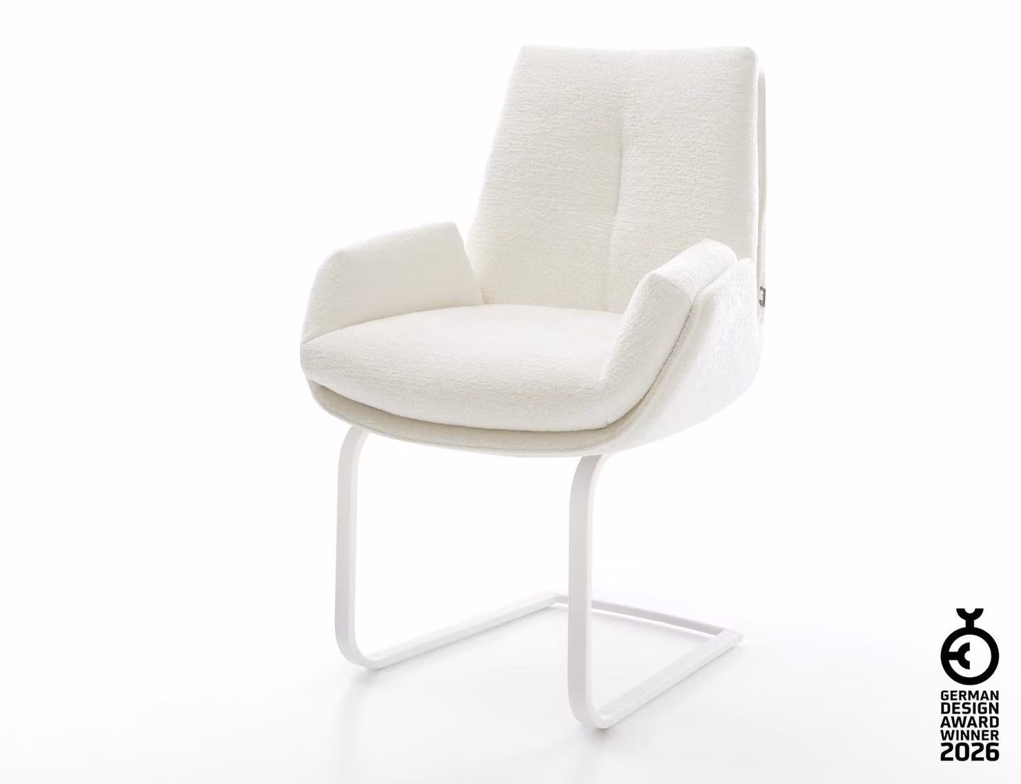 DELIFE Cantilever Clea-Flex Bouclé Soft Beige Cantilever piatto bianco