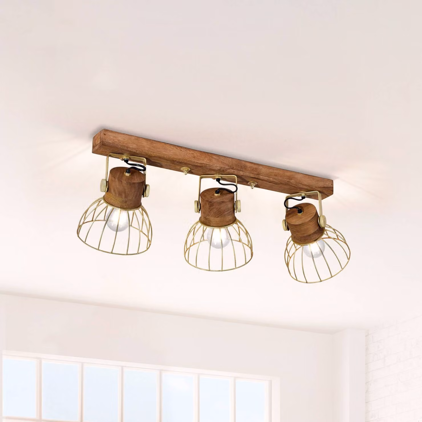 JUST LIGHT. GmbH Plafoniera soffitto Alami, dimmerabile, Legno chiaro, Soggiorno / Sala da pranzo, Legno, Plafoniera