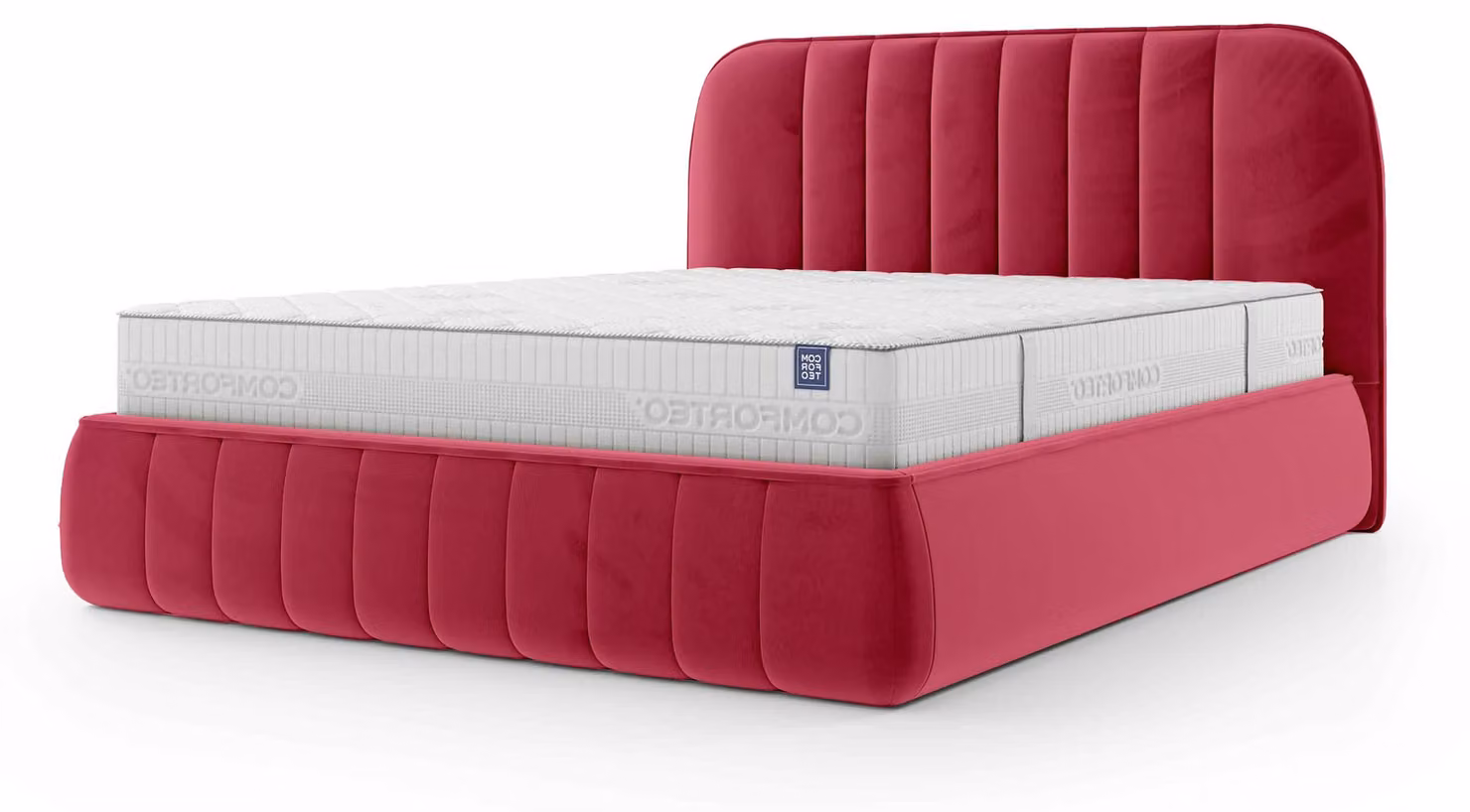 Letto imbottito con contenitore Carla, colore lampone, 180 x 200 cm