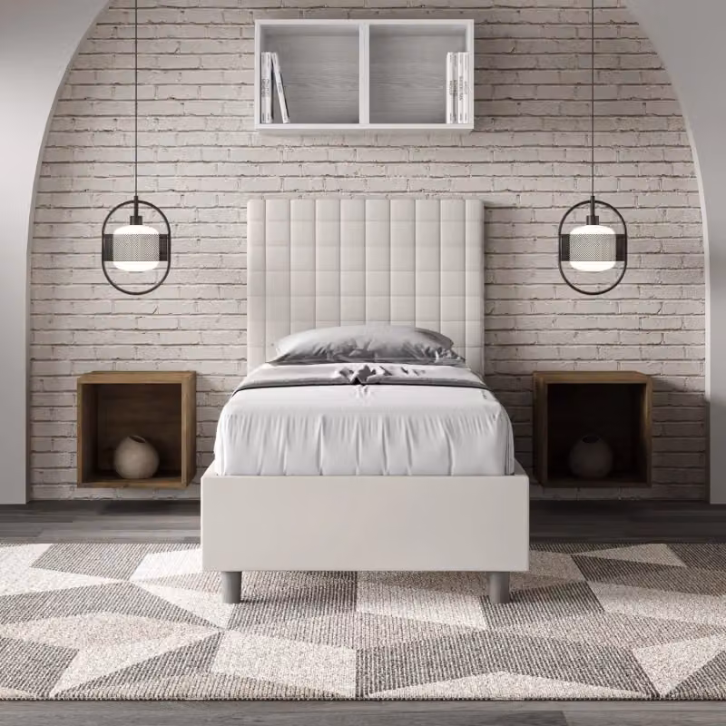 Letto singolo imbottito Sunny Ityhome con contenitore in similpelle bianco L/P/H: 80 x 210 x 122 cm – 2
