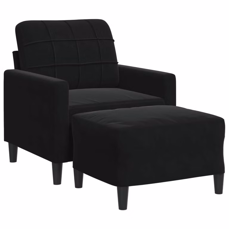 Poltrona con Poggiapiedi Nero 60 cm in Velluto