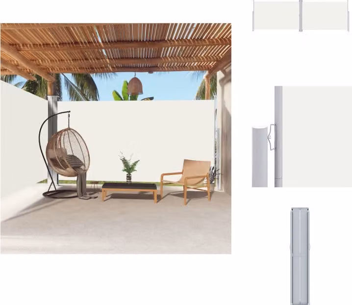 vidaXL Tenda laterale estensibile crema 200x600 cm - Ombrelloni e tende da sole