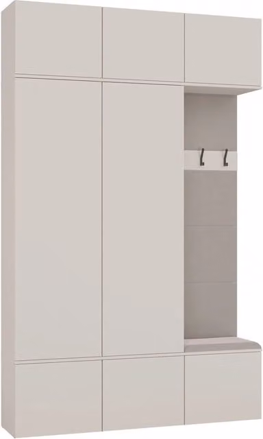 Guardaroba HAGA III beige con appendiabiti e ante a battente, H x L x P: 238 x 150 x 35 cm