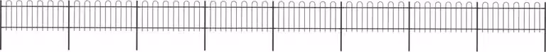 Recinzione da Giardino con Parte Superiore ad Anello in Acciaio 1426x80 cm Nera