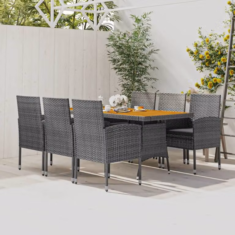 Maison Exclusive - Set da pranzo da giardino 7 pezzi in polyrattan grigio