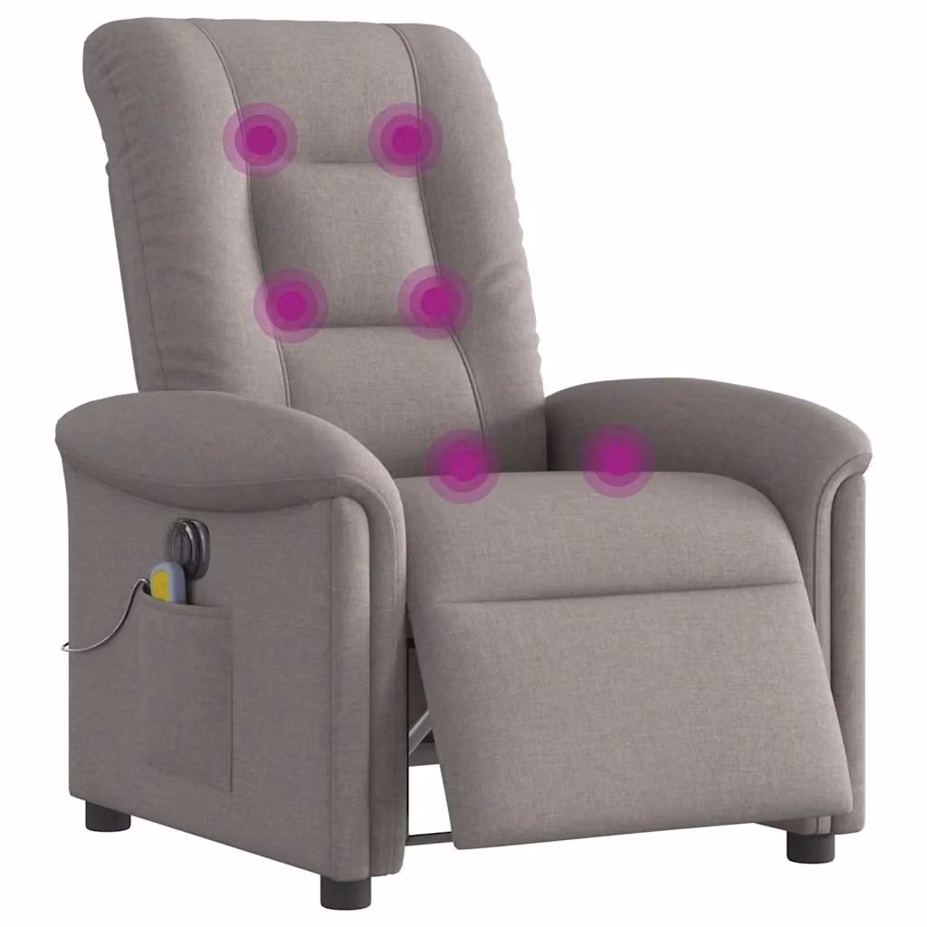 Poltrona Reclinabile Elettrica Relax vidaXL in Tessuto Beige e Grigio con Braccioli – 2