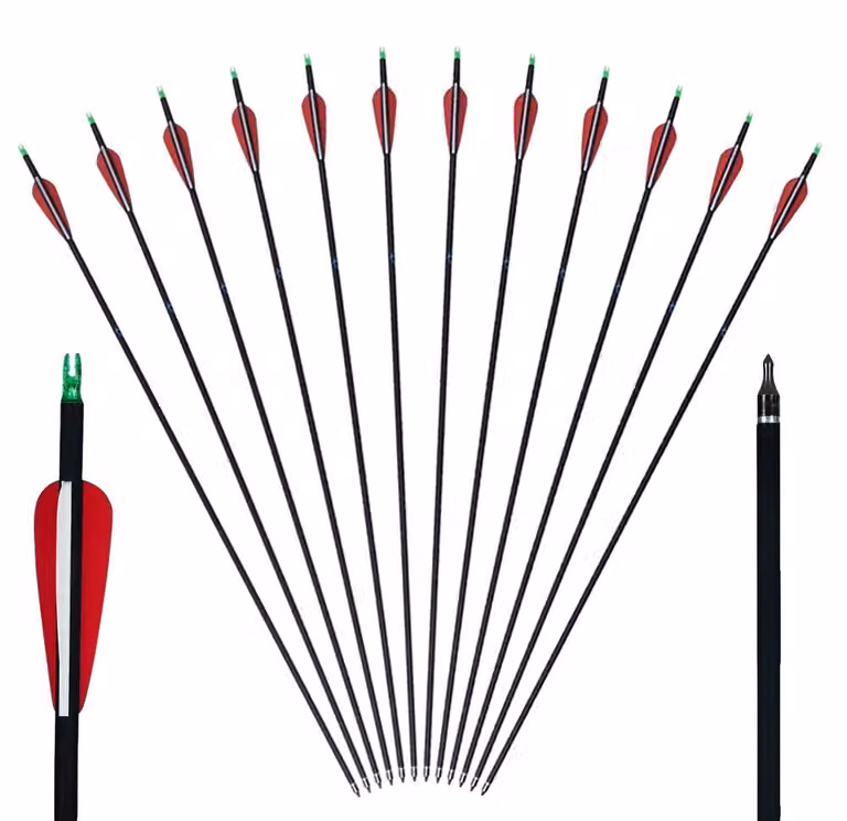 Frecce in carbonio composito, punta rimovibile, struttura leggera, 31 pollici, 12 pezzi, rosse