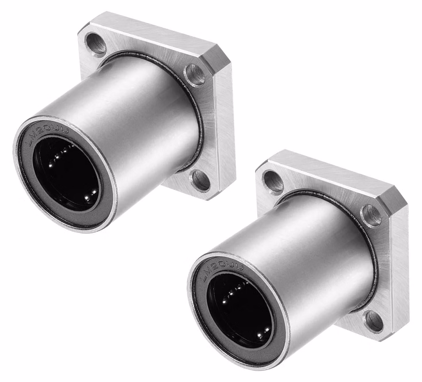 Cuscinetti lineari a sfera LM20UU, confezione da 2 pezzi, acciaio cromato, forma quadrata, flangia, adatti per stampanti 3D e macchine CNC