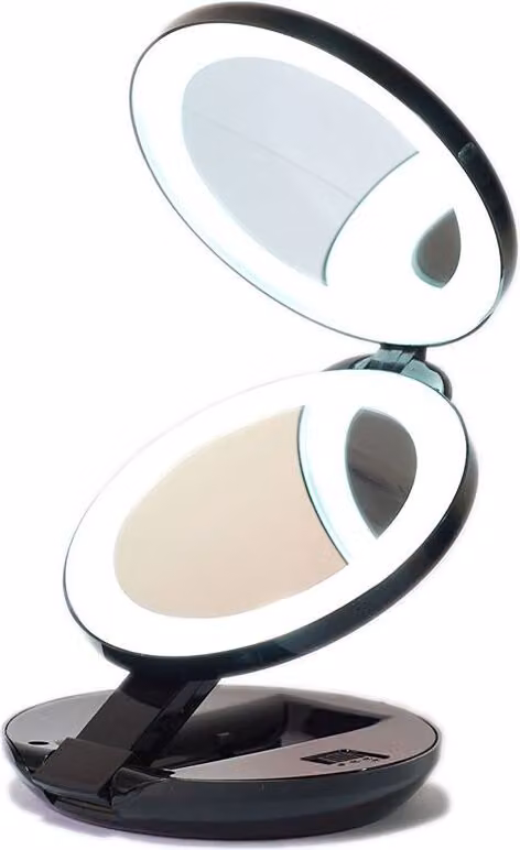 Specchio cosmetico a LED UNIQ Compact Double con ingrandimento 10x - Specchio da viaggio