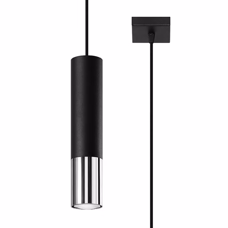 Lampada a sospensione LOOPEZ 1 nero/cromo 1xGU10 10W acciaio 100x8x8cm Sollux Lighting