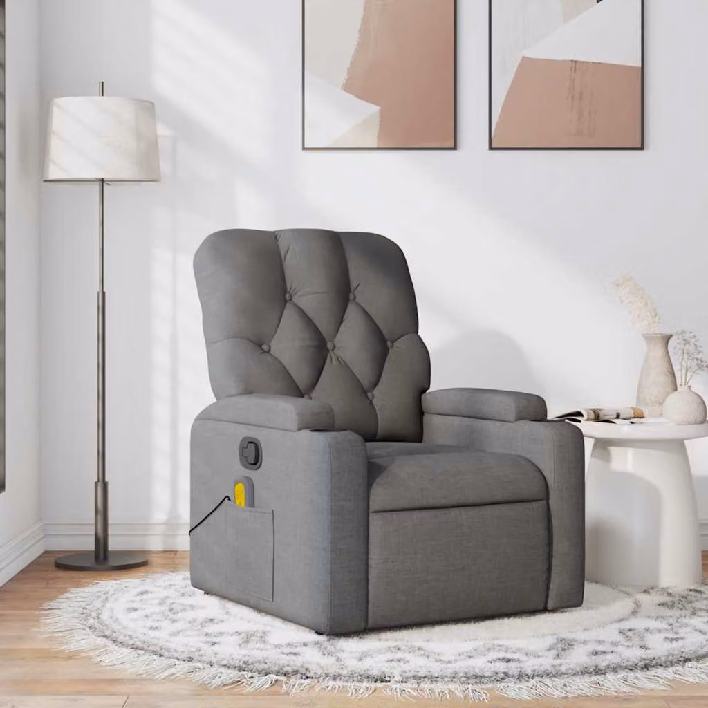 vidaXL Poltrona Reclinabile Relax Moderno in Tessuto Grigio con Braccioli