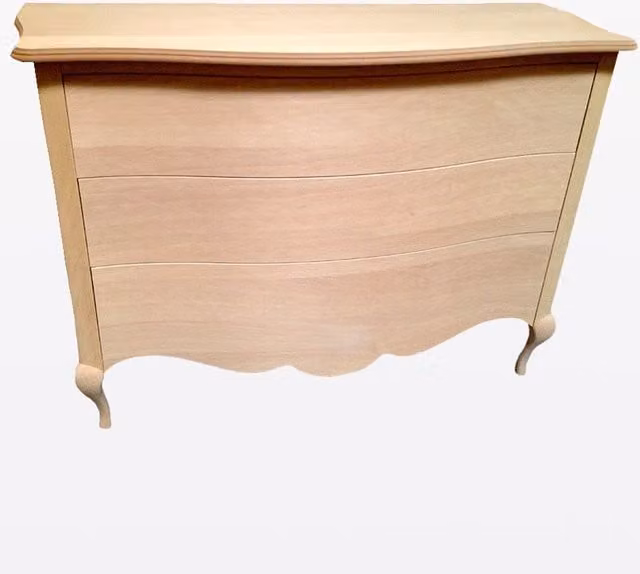 Comò con 3 cassetti sagomato in legno di pino grezzo Mobili 2G L/P/H: 140 x 56 x 97 cm