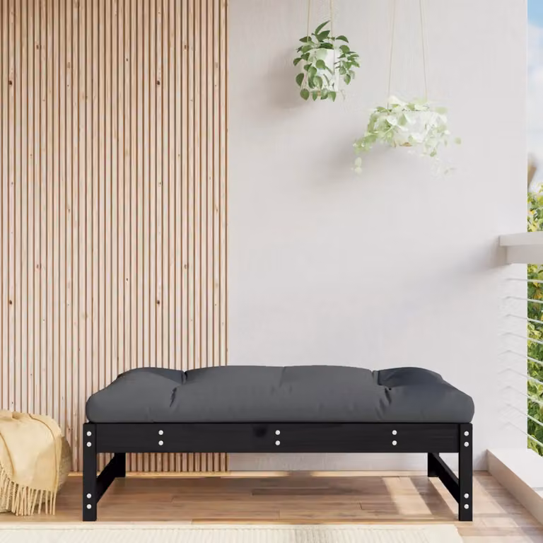 Poggiapiedi da giardino vidaXL in legno di pino massello nero L: 120 cm, P: 80 cm, H: 30 cm