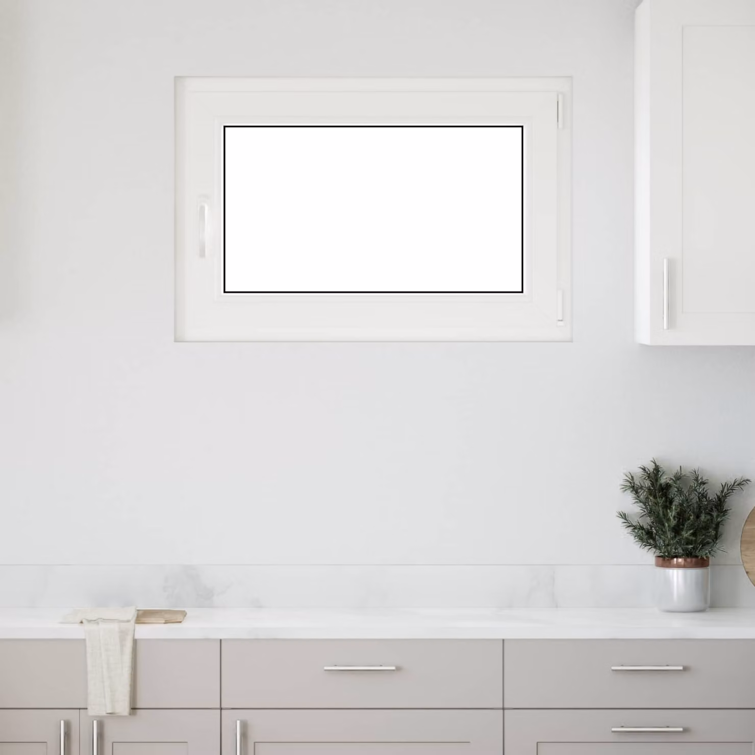 Finestra per seminterrato vidaXL in plastica bianca con vetro trasparente, modello tilt and turn, L 90 cm x H 60 cm x P 6 cm
