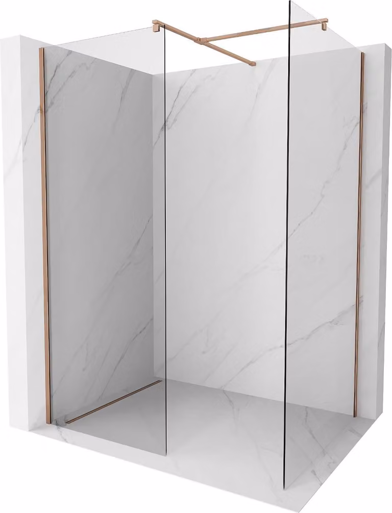 Mexen Kioto parete doccia Walk-in 125 x 90 cm, trasparente, oro rosa - 800-125-202-60-00-090
