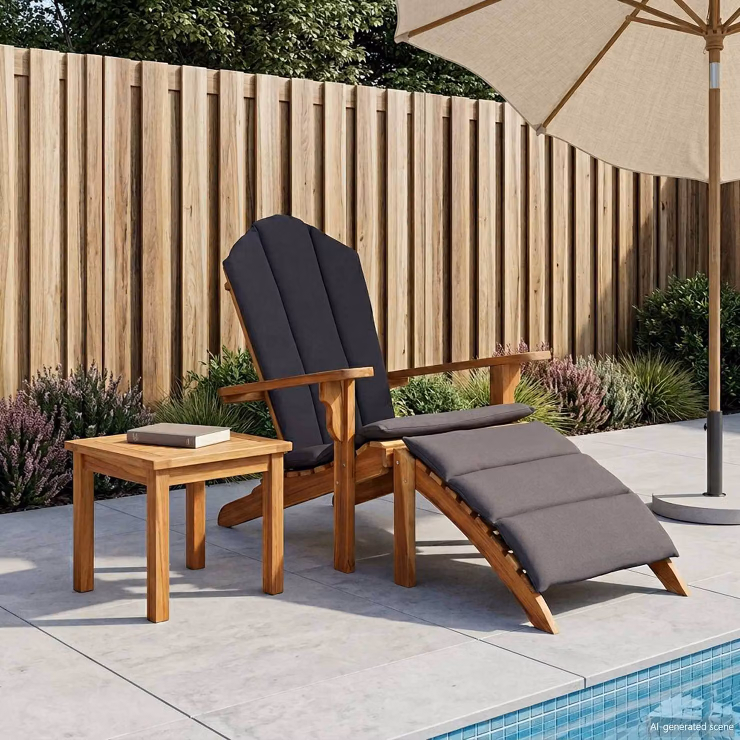 Sedia Adirondack da giardino con poggiapiedi vidaXL in legno di teak disponibile in marrone o grigio