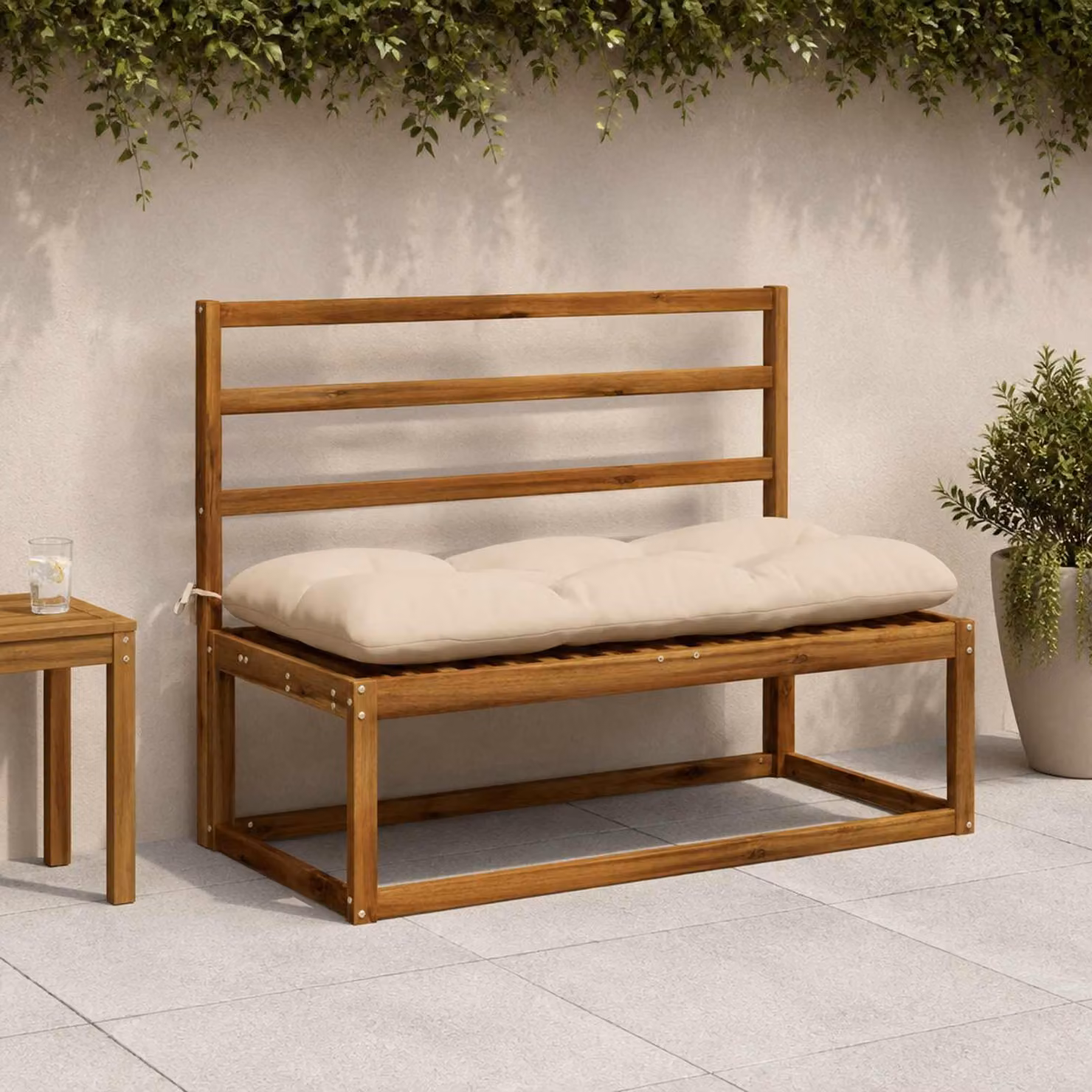 Cuscino per panchina vidaXL VIANEN in poliestere beige con rivestimento rimovibile e resistente ai raggi UV